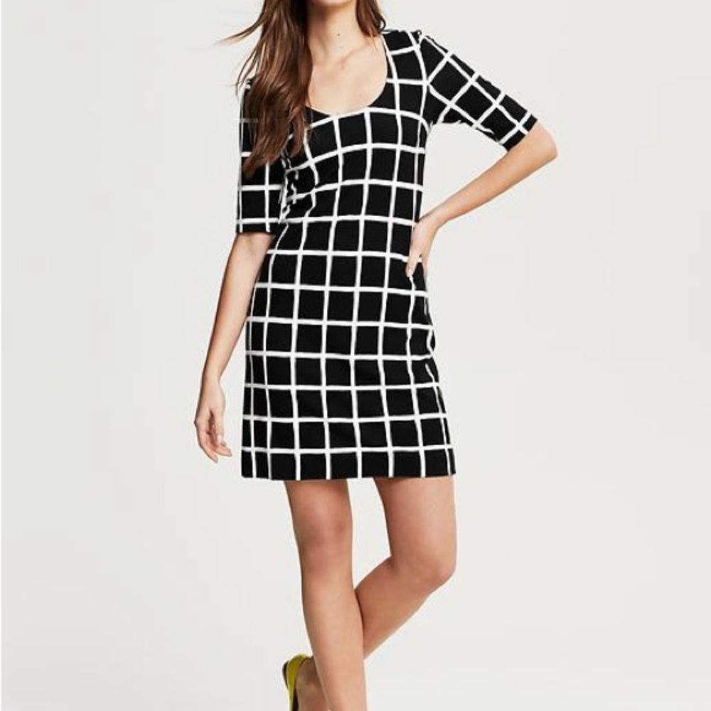 Banana Republic Black and White Checkered Mini Dress